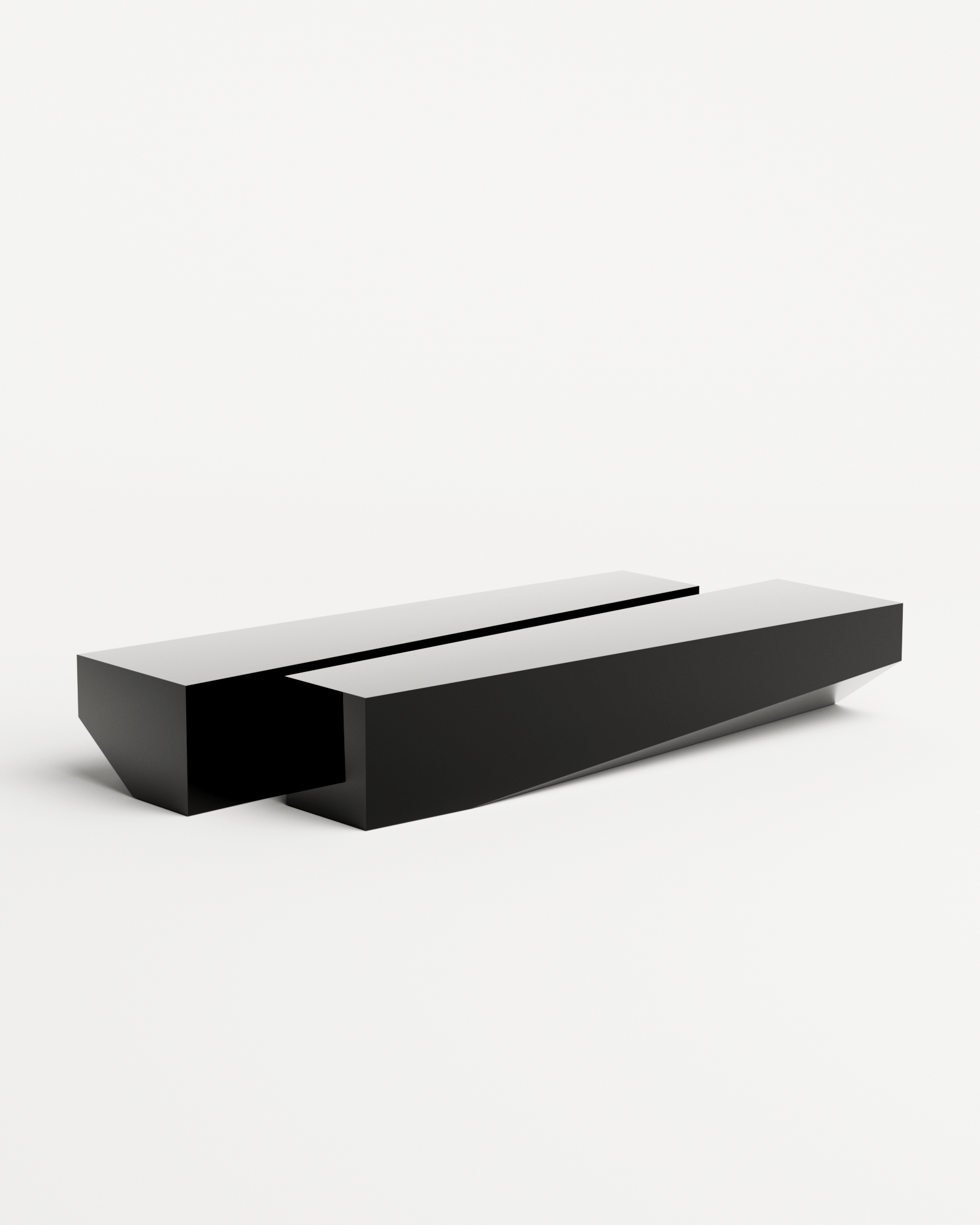 Bevel Bench - Chrome Mirror Black, Undum and Bevel, Hadge 