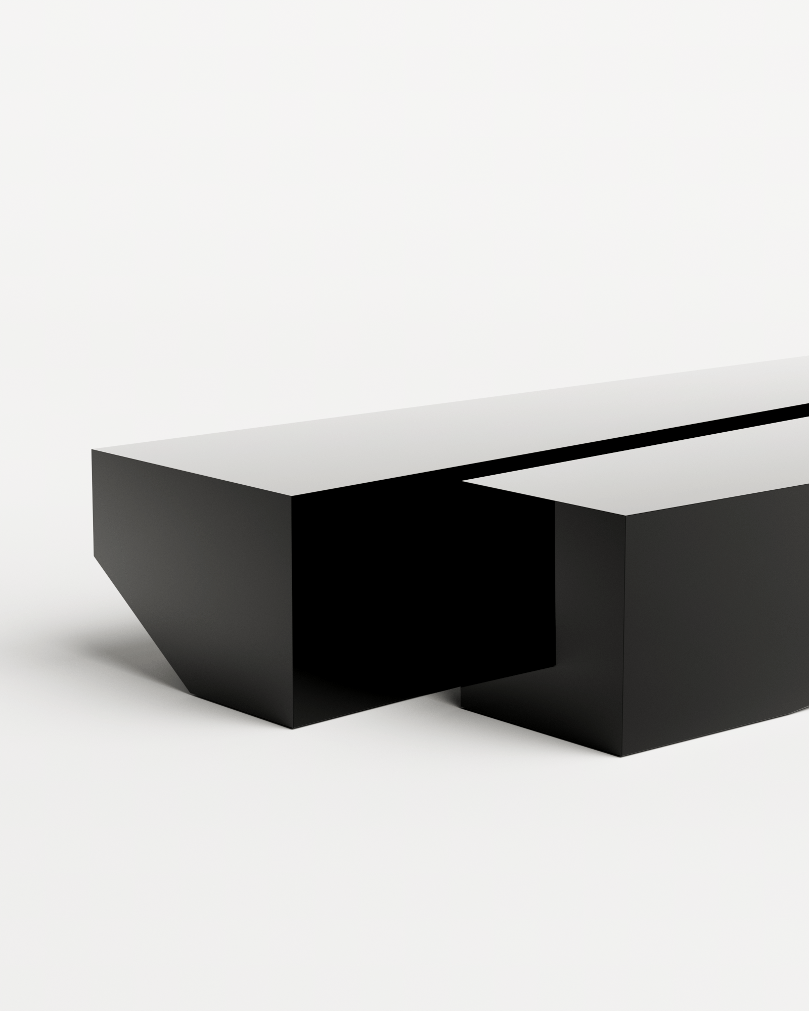 Bevel Bench - Chrome Mirror Black, Undum and Bevel, Hadge 